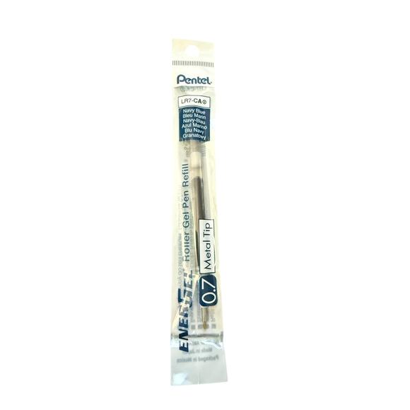 Pentel 2 Navy Blue EnerGel 0.7 Metal Tip Roller Pen Refill LR7-CA - Picture 1 of 2